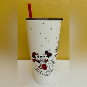 DISNEY Micky Minnie Pluto Christmas Theme Stainless Steel Tumbler 32oz NEW